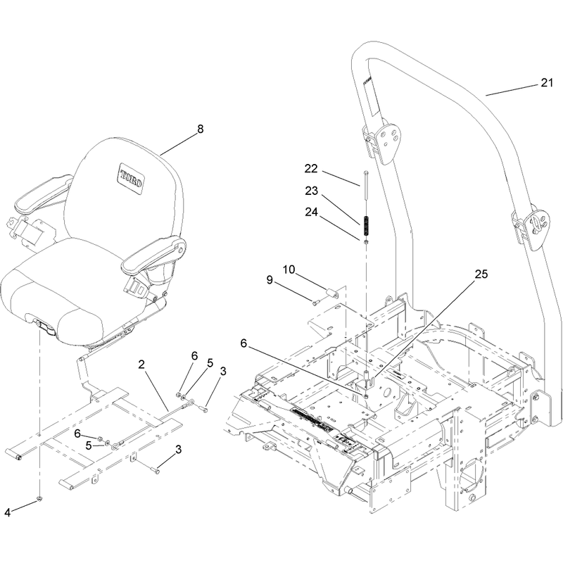 Seat and Roll Over Protection System Assembly