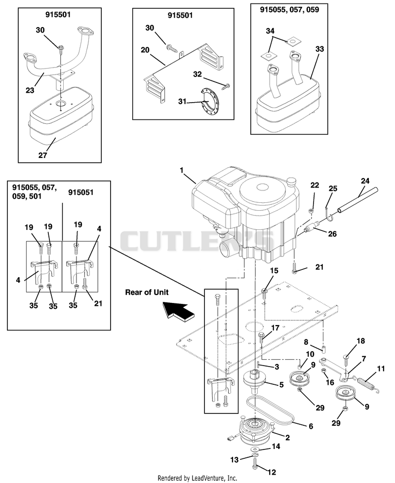 Engine, Exhaust, Belts And Idlers