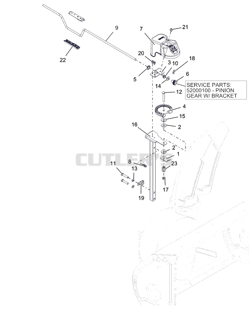 Discharge Chute Controls - Crank