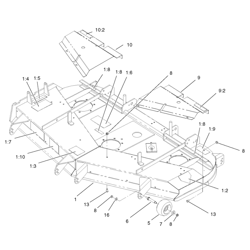Deck Deflector and Roller Assembly