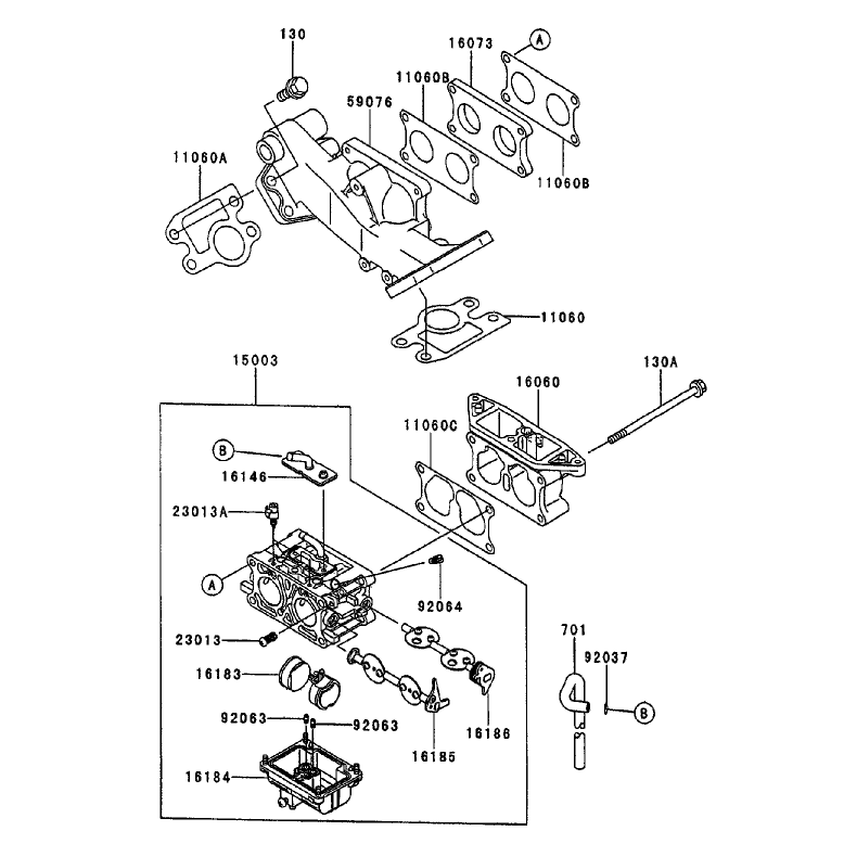 Carburetor Assembly Kawasaki FD750D-AS03