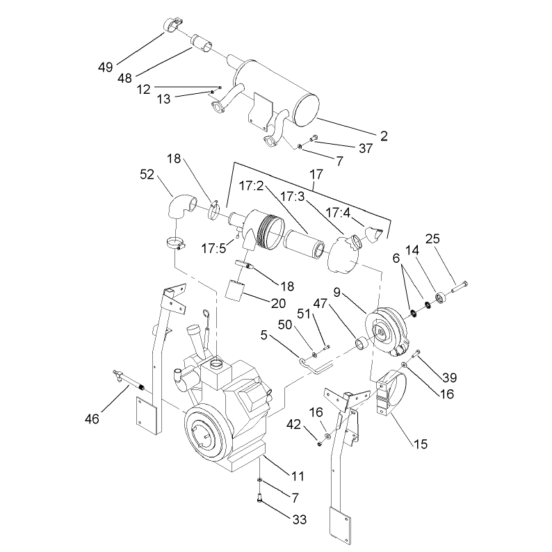 Engine Clutch Air Cleaner and Muffler Assembly
