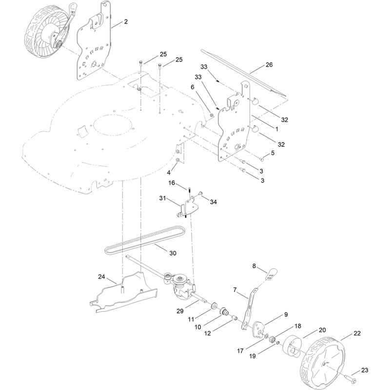 Rear Wheel and Height of Cut Assembly
