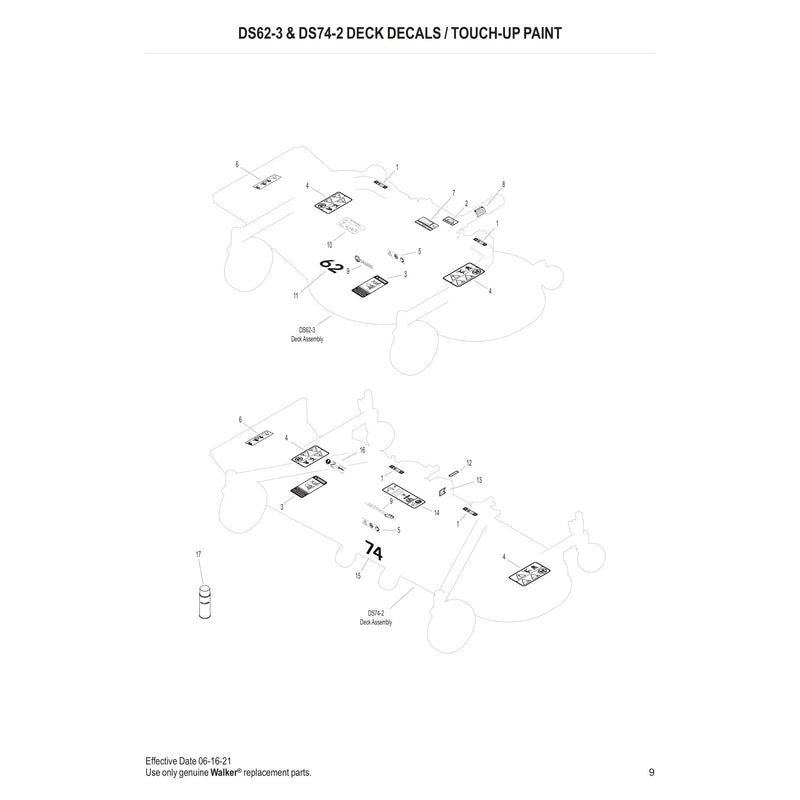 DS62-3 & DS74-2 DECK DECALS / TOUCH-UP PAINT