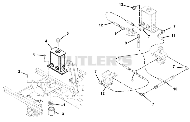 Hydraulic Tank, Filter And Pump To Tank Circuit