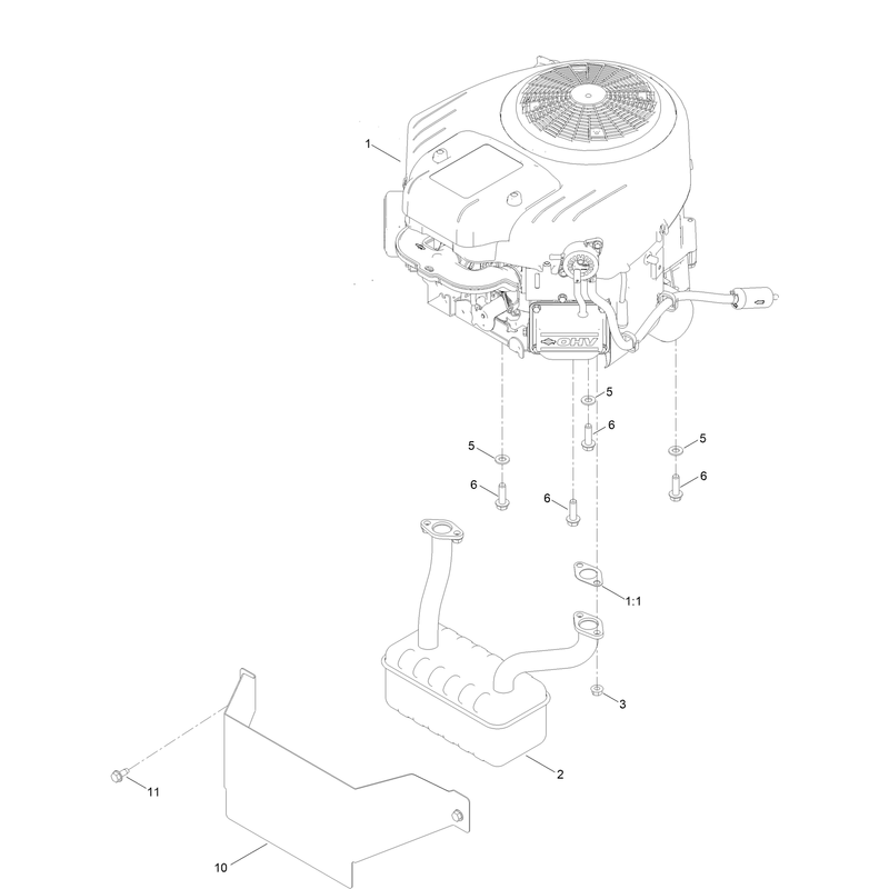 Engine and Muffler Assembly