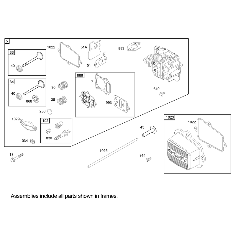 Cylinder Head Assembly Briggs and Stratton Model 122602-0120-E1