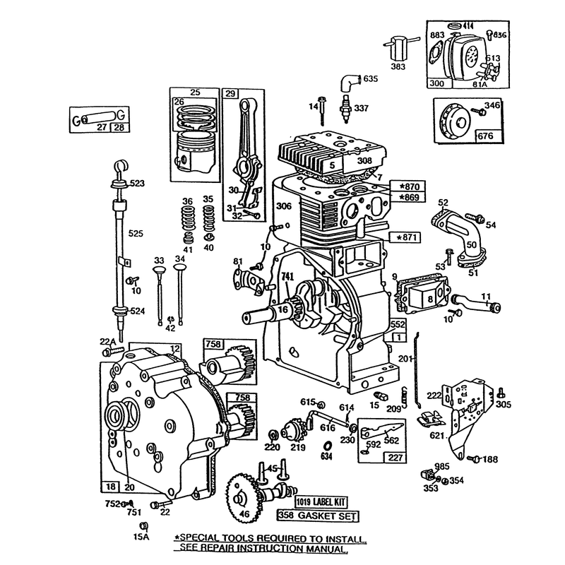 Engine Briggs & Stratton Model 252416 Type 0756-01 & 0757-01