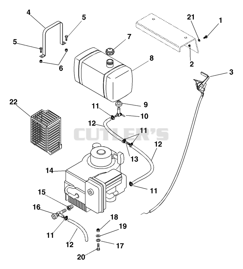 Fuel And Exhaust System - 12.5 H.P. And 14 H.P.