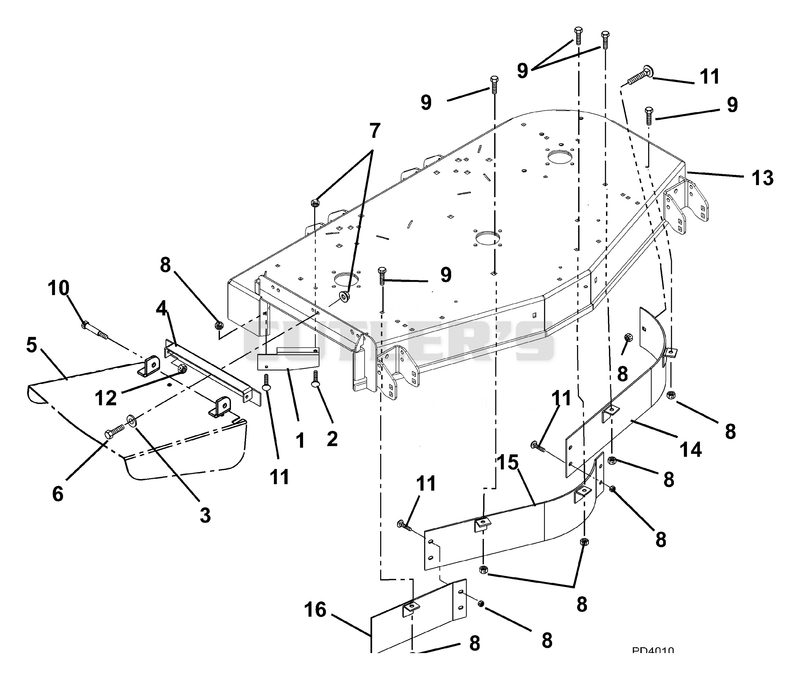Deck, Discharge Chute And Baffles