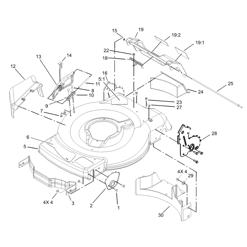 Deck Side Chute and Rear Door Assembly
