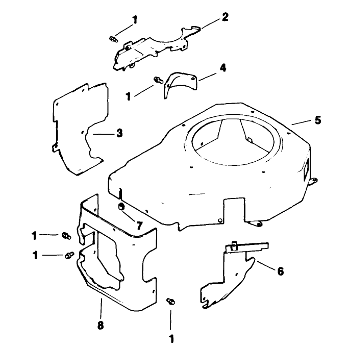 Blower Housing and Baffles Engine Kohler Model Cv125t Spec No 1254
