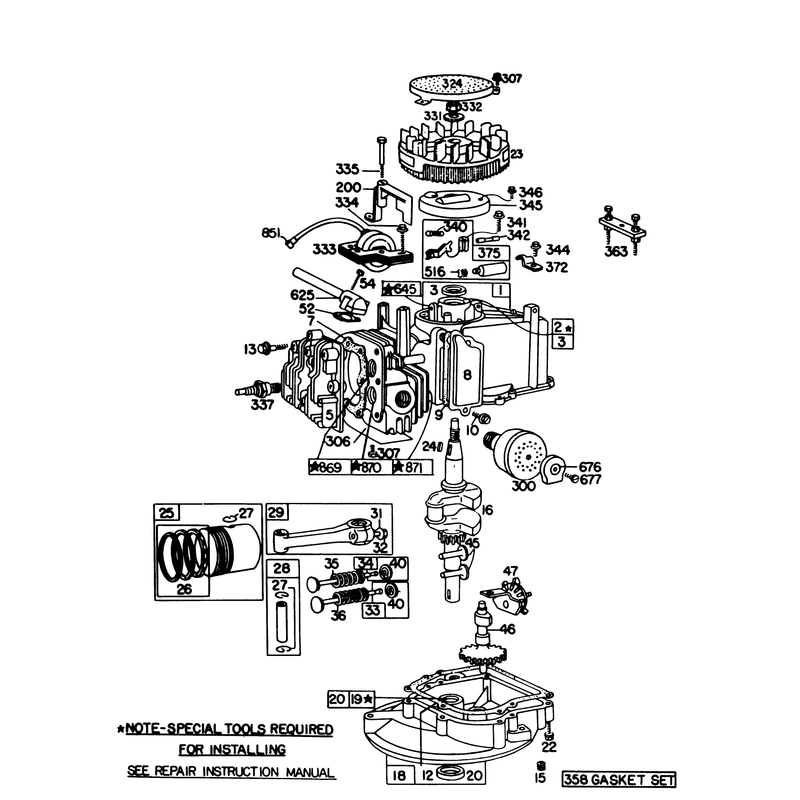Engine Briggs and Stratton Model 92908-1956-01 Engine Briggs and Stratton Model 93508-0192-01