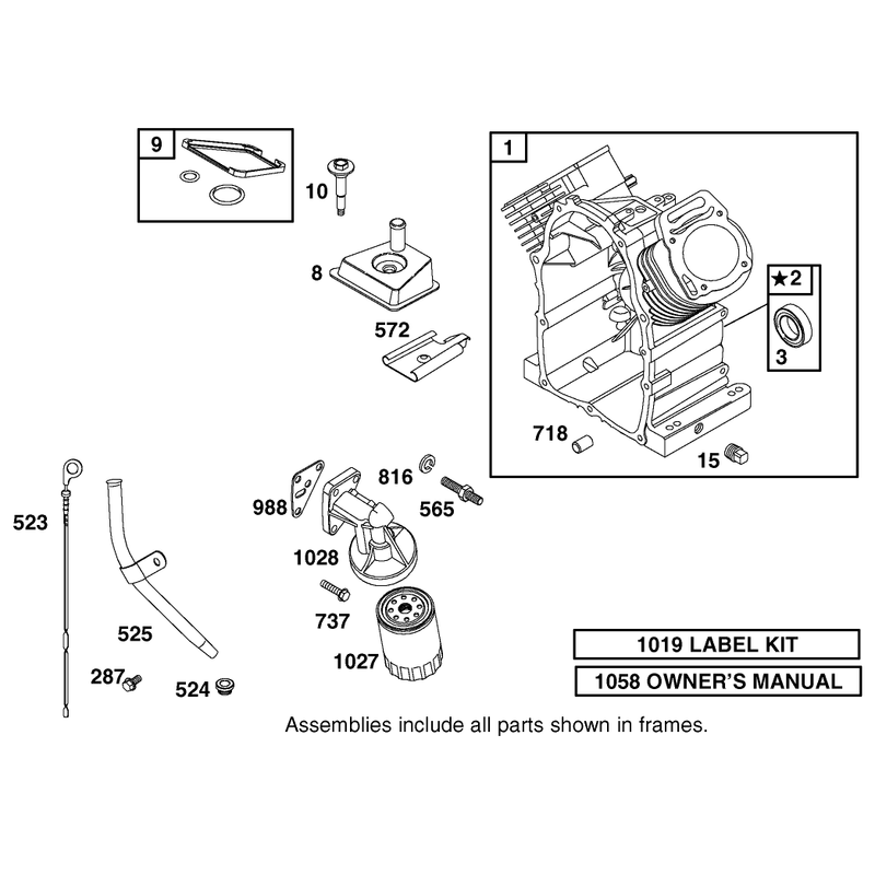 Cylinder Oil Filter and Dipstick Assembly