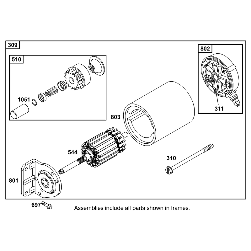 Starter Motor Assembly Briggs and Stratton 303447-1319-E1