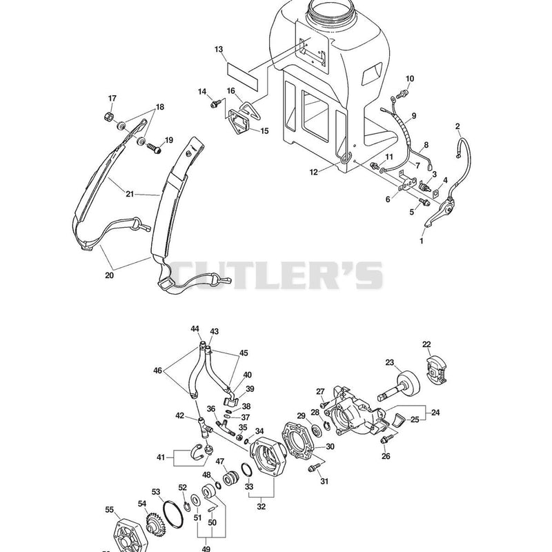 BACKPACK HARNESS, THROTTLE, IGNITION SWITCH, SPRAY PUMP