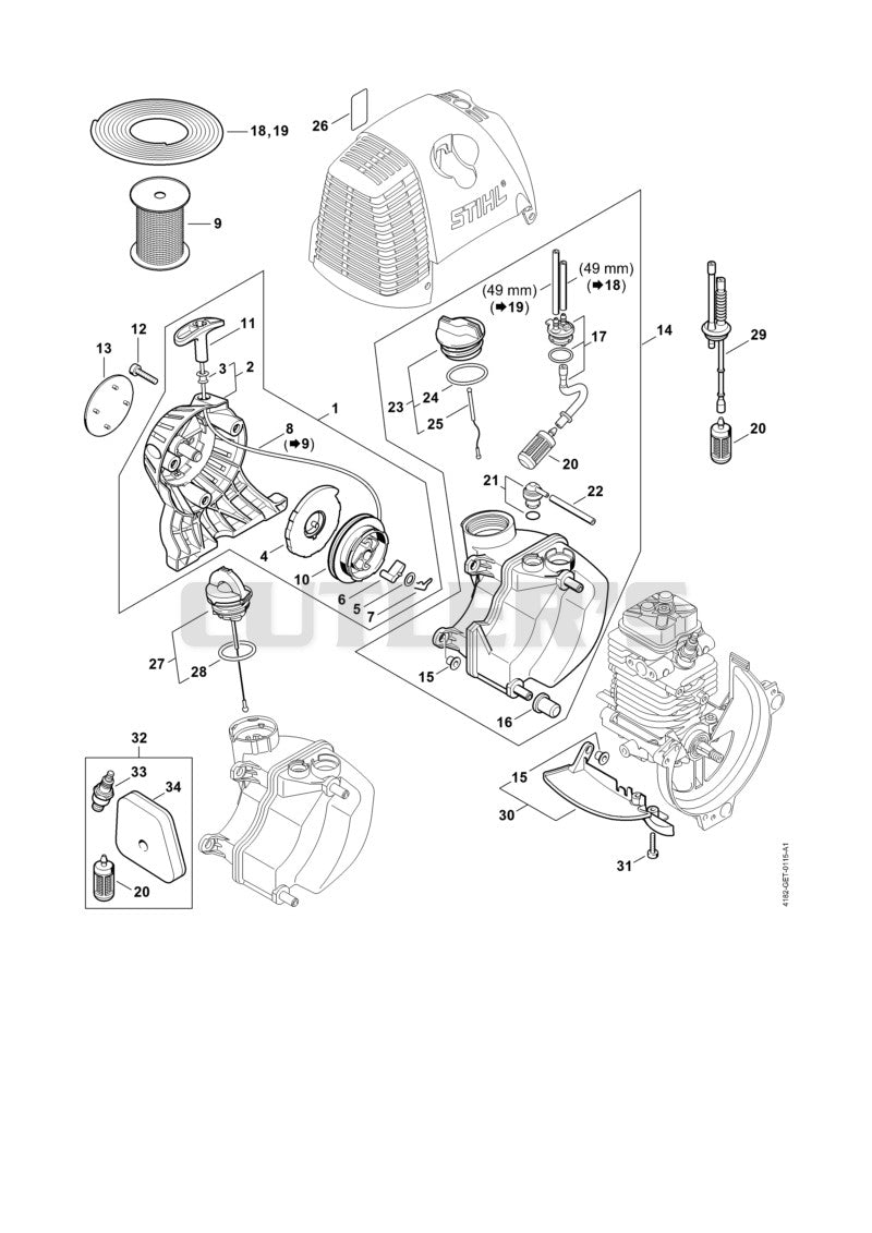 Rewind starter, Fuel tank