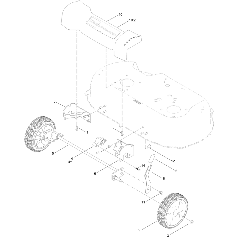 Front Wheel and Height of Cut Assembly