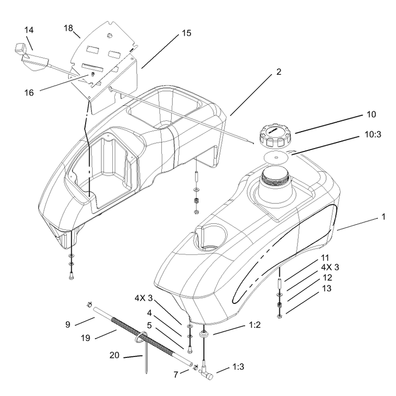 Fuel Tank and Control Pod Assembly