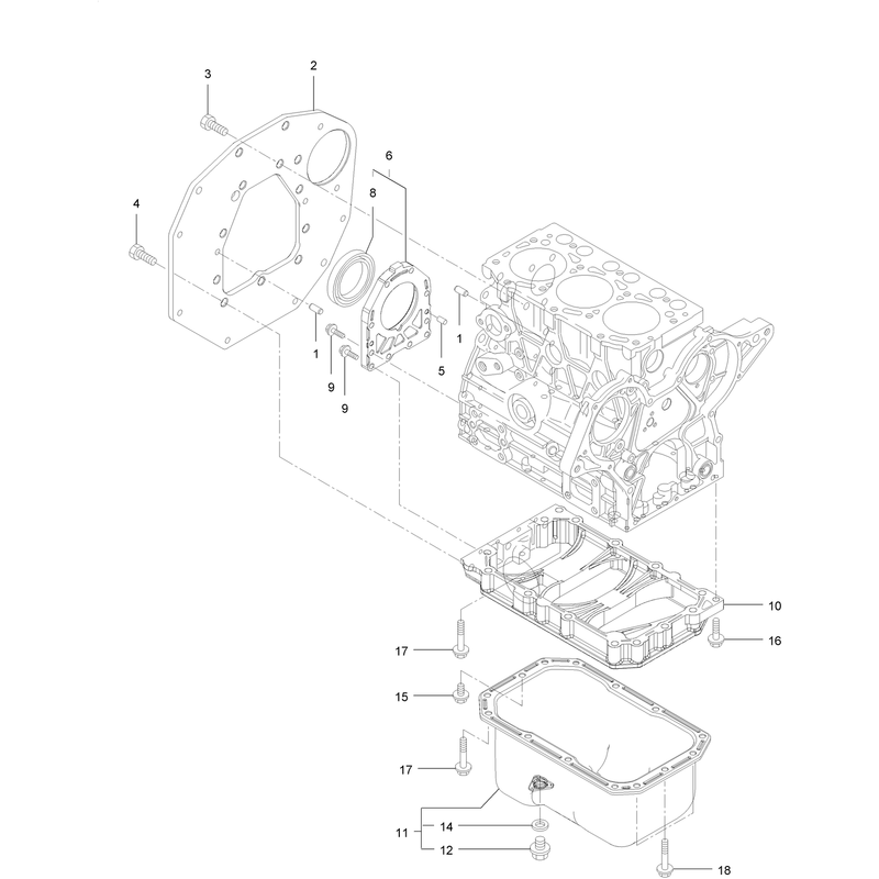 Flywheel Housing and Oil Sump Assembly
