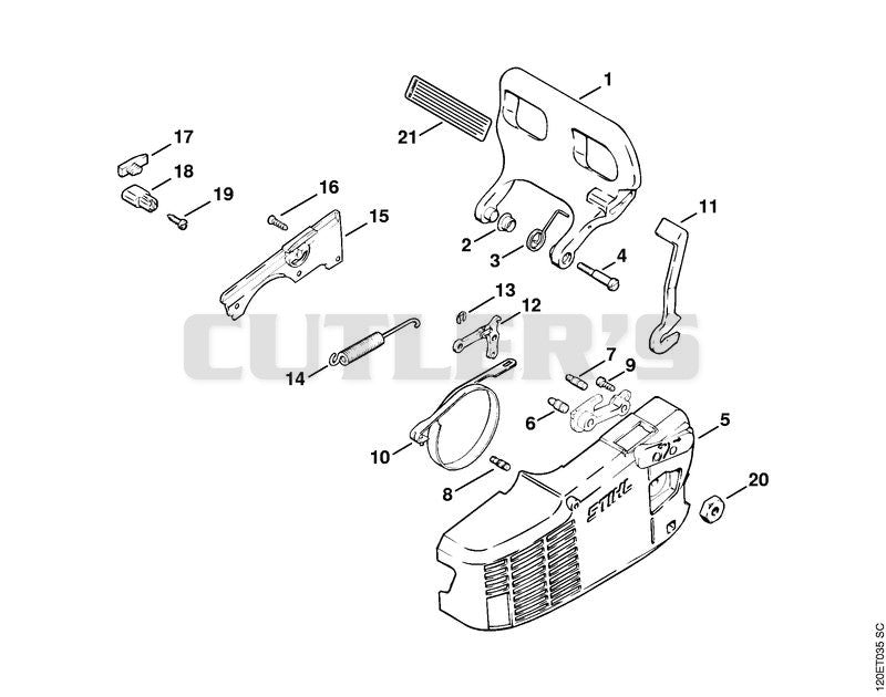 Chain brake, Chain tensioner, Chain sprocket cover