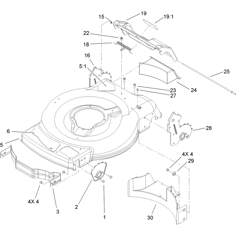 Deck Side Chute and Rear Door Assembly