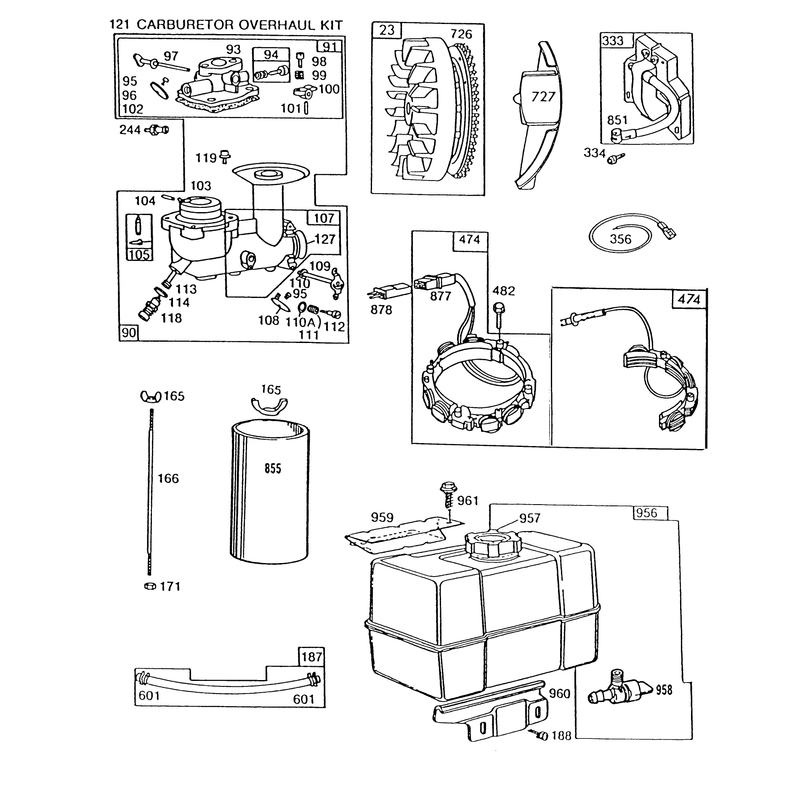 Engine Briggs & Stratton Model 252416 Type 0756-01 & 0757-01 (model No. 38580 & 38566)