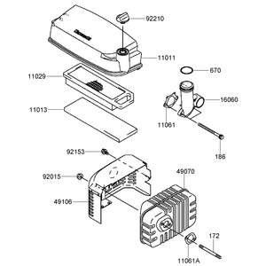Air Filter and Muffler Assembly Kawasaki FJ180V-AS28