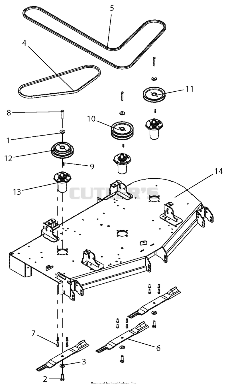 Deck, Belts, Blades And Spindles - 60" Deck
