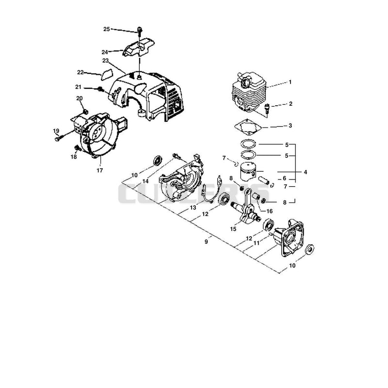 ENGINE, EXTERNAL/INTERNAL, CRANKCASE, FAN HOUSING, CYLINDER COVER