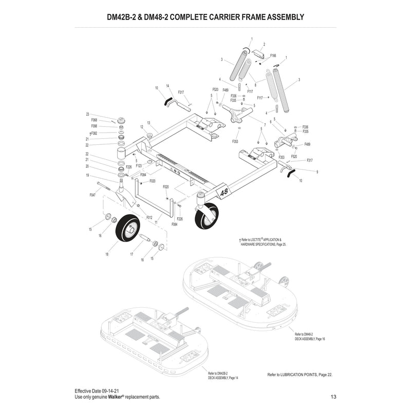 DM42B-2 & DM48-2 COMPLETE CARRIER FRAME ASSEMBLY
