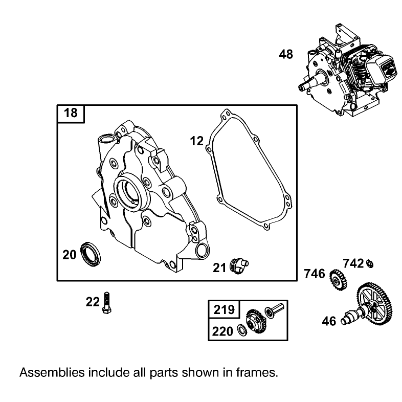 Crankcase Assembly Briggs and Stratton Model 110402-0218-E1