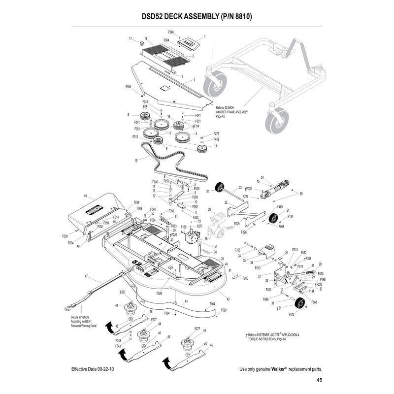 DSD52 DECK ASSEMBLY (P/N 8810)