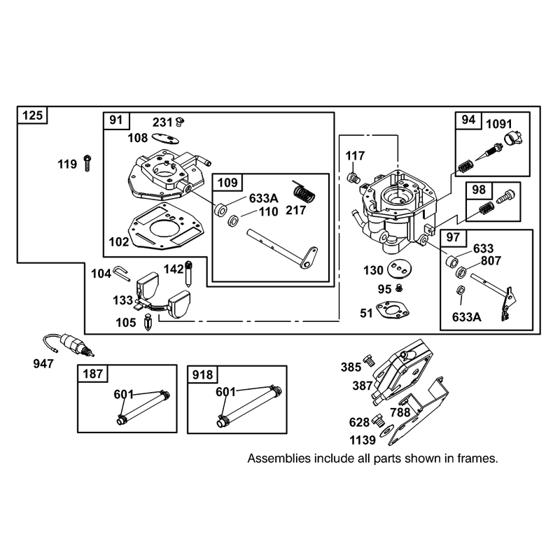 Carburetor and Fuel Pump Assembly Briggs and Stratton 303447-1319-E1