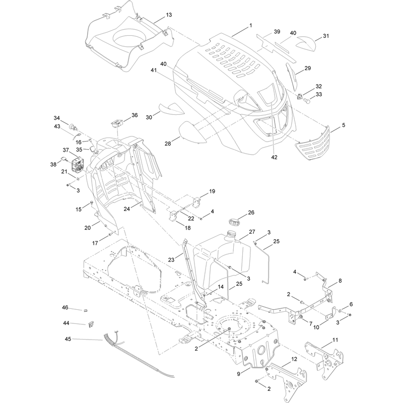 Fuel Tank Hood and Dash Assembly