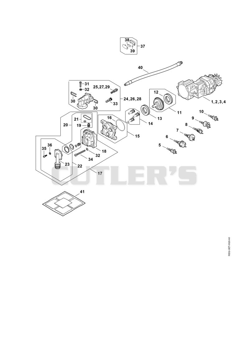 Electric motor, Connecting cable, Valve block, Pump