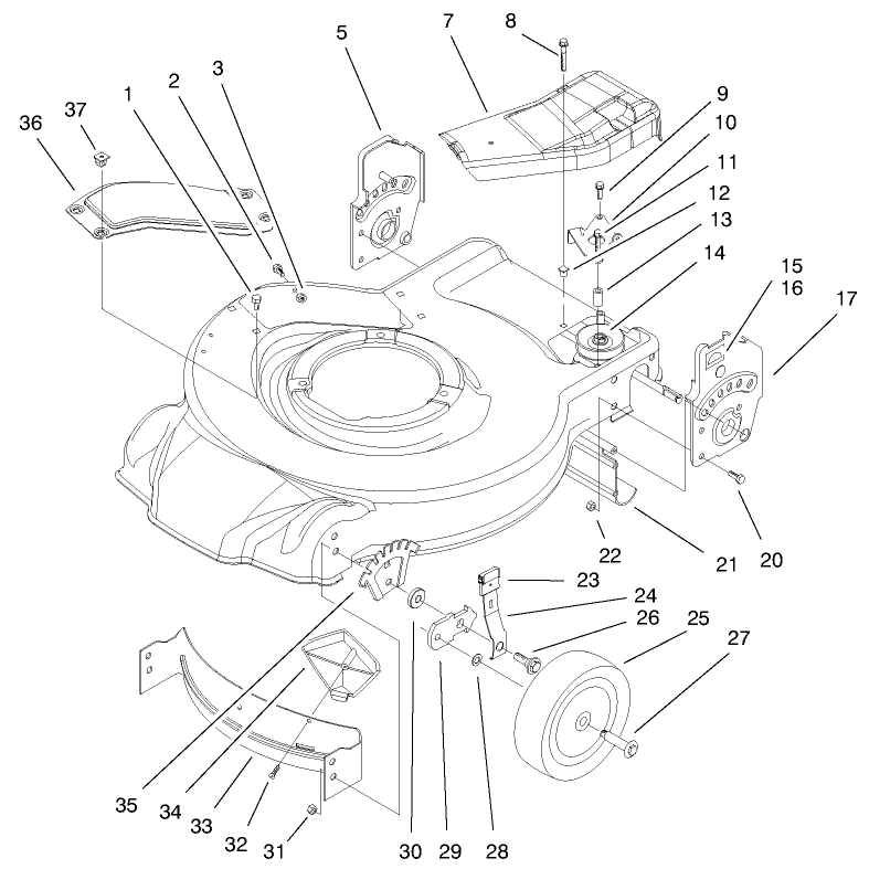 Housing Handle Brackets and Wheel Assembly