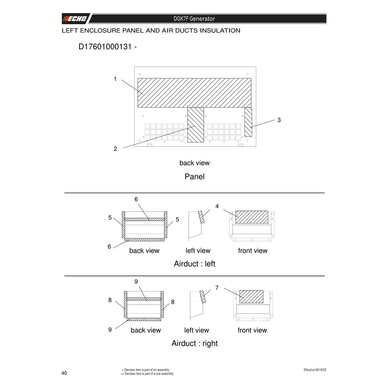 LEFT ENCLOSURE PANEL AND AIR DUCTS INSULATION