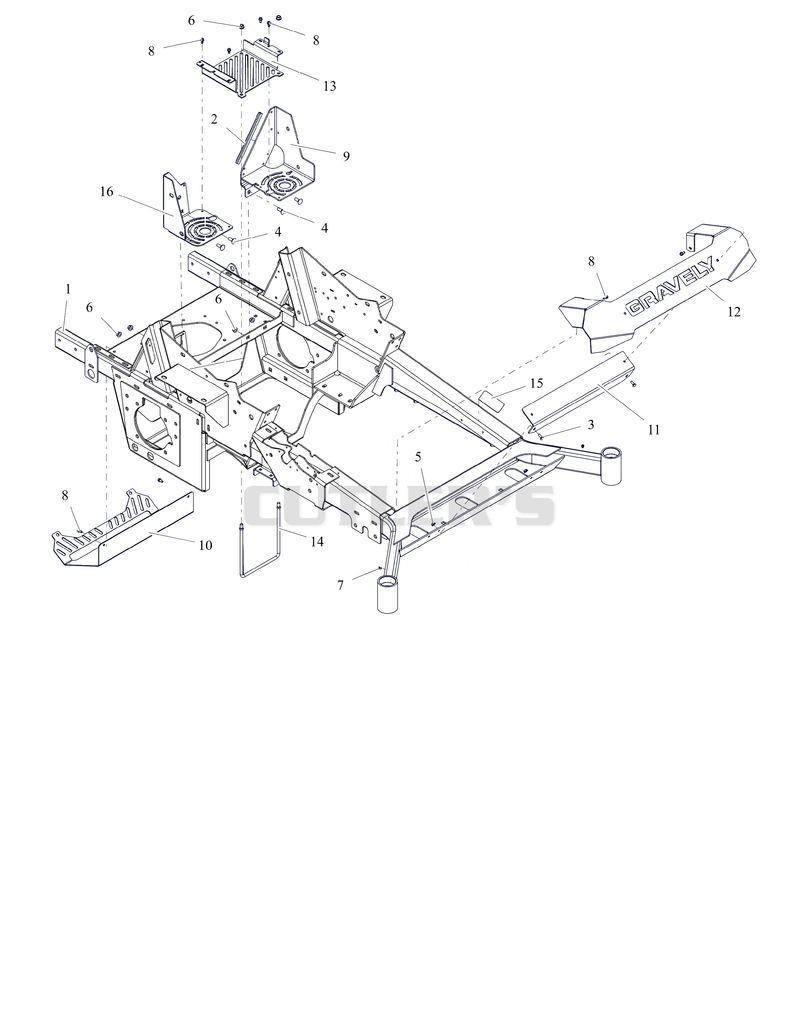 Frame, Front Bumper and Battery Tray - 72"