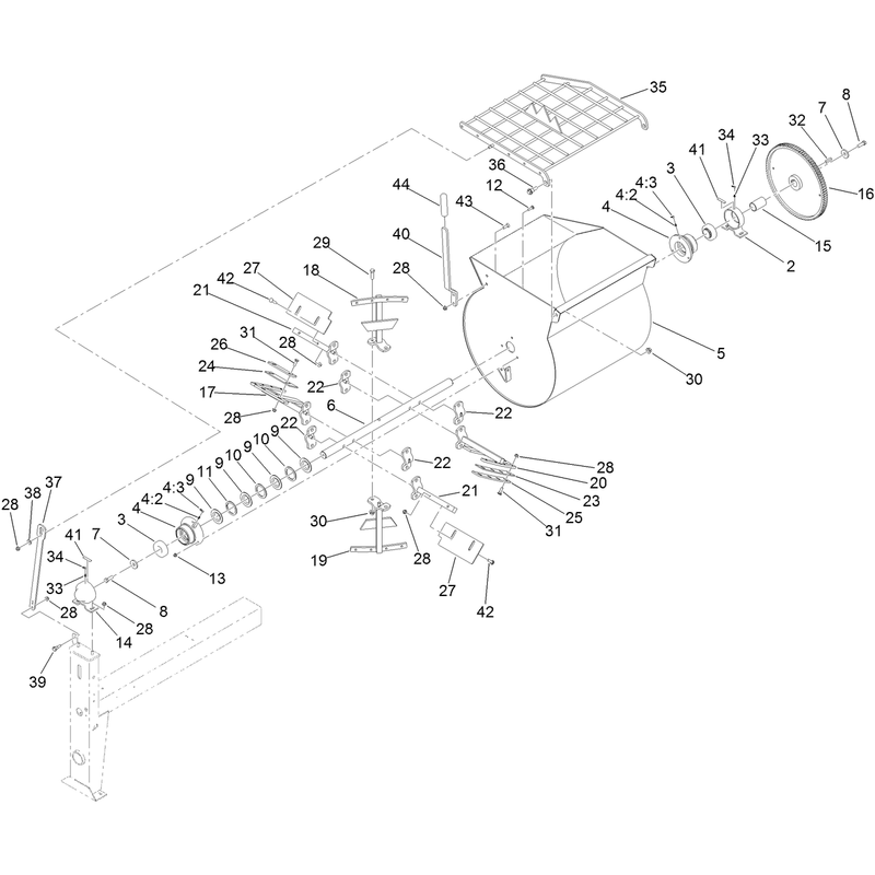 Drum Paddle and Bearing Assembly