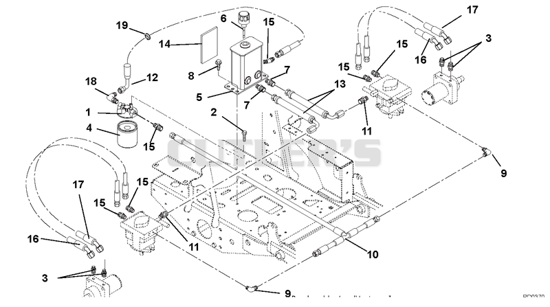 Hydraulic Tank, Filter, Motors and Pump to Tank Circuit