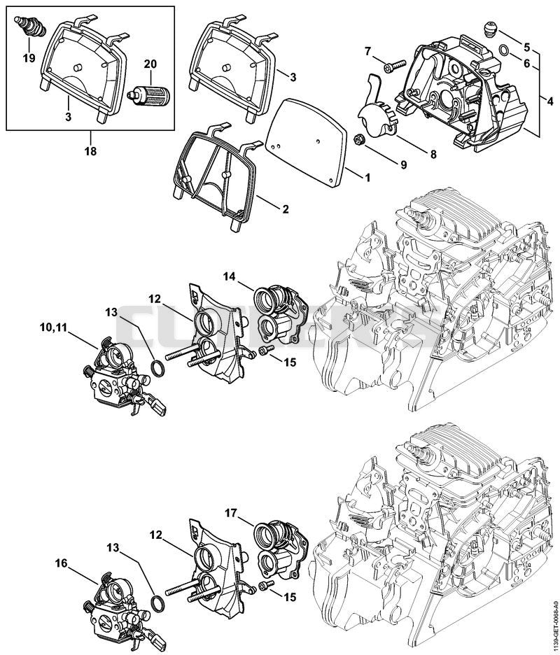 Air filter, Manifold