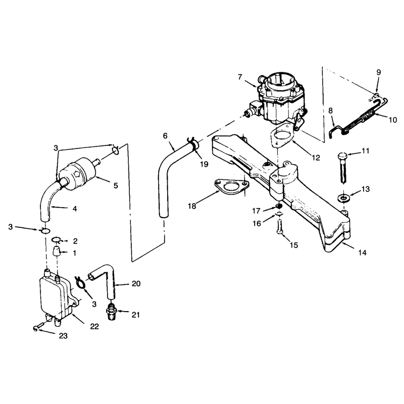 Carburetor Intake Manifold and Fuel Pump