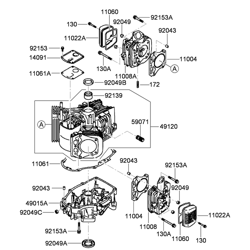Cylinder and Crankcase Assembly Kawasaki FH430V-BS35