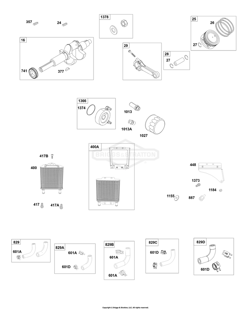 Crankshaft, Piston/Rings/Connecting Rods, Oil Coolers