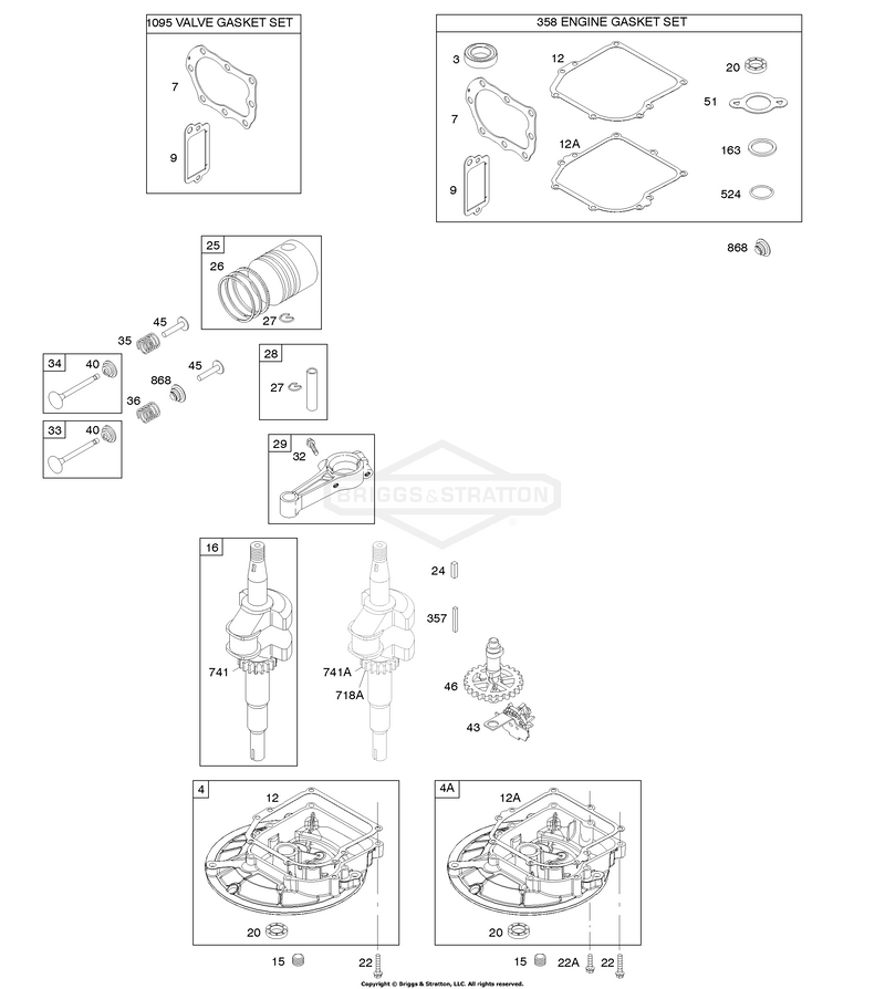 Camshaft, Crankcase Cover/Sump, Crankshaft, Gasket Set - Engine, Gasket Set - Valve, Piston/Rings/Connecting Rod