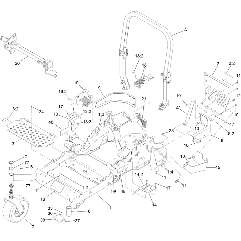 Frame, Caster and Z Stand Assembly