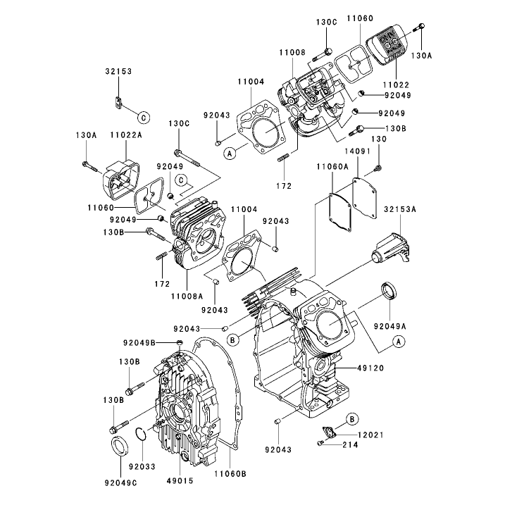 CylinderCrankcase Assembly Kawasaki FH721D-AS05