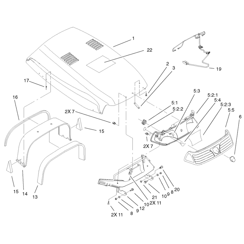 Hood and Headlight Assembly