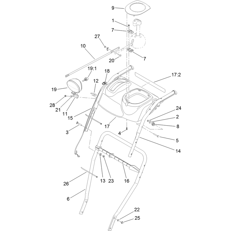Lower Handle and Headlamp Assembly
